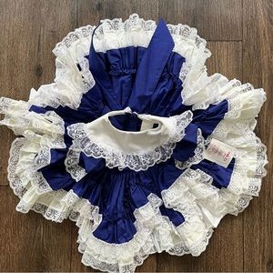 NWT VTG Dolls & Darlings royal purple blue lace tiered ruffle party dress 12m